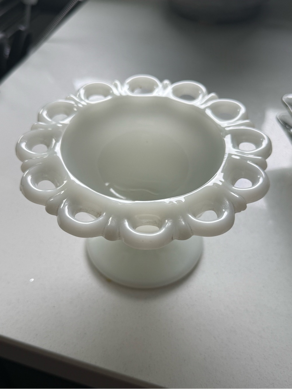 Vintage Anchor Hocking Milk glass pedestal compote/candy dish -